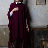 Luxury Cashmere Poncho Cape in Berry