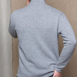 Luxury Cashmere Mens Turtleneck Sweater Grey