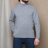 Luxury Cashmere Mens Turtleneck Sweater Grey