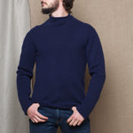 Luxury Cashmere Mens Turtleneck Sweater Blue