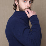 Luxury Cashmere Mens Turtleneck Sweater Blue