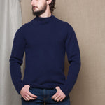 Luxury Cashmere Mens Turtleneck Sweater Blue