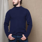 Luxury Cashmere Mens Turtleneck Sweater Blue