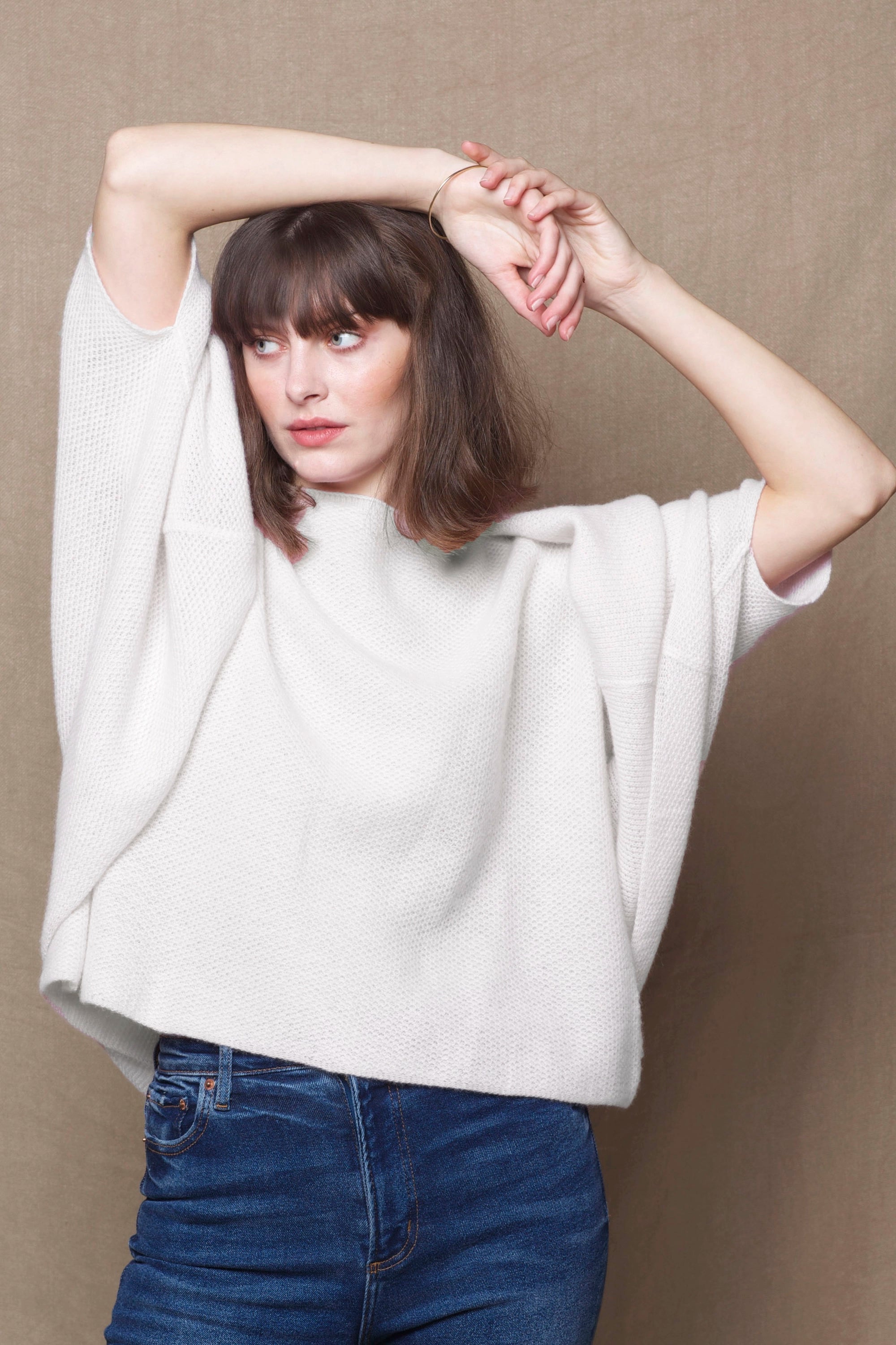 Moss Cashmere Cardi | Almost White