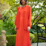 Luxury Long Silk Dress in Orange