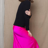 Luxurious Silk Midi Skirt in Pink