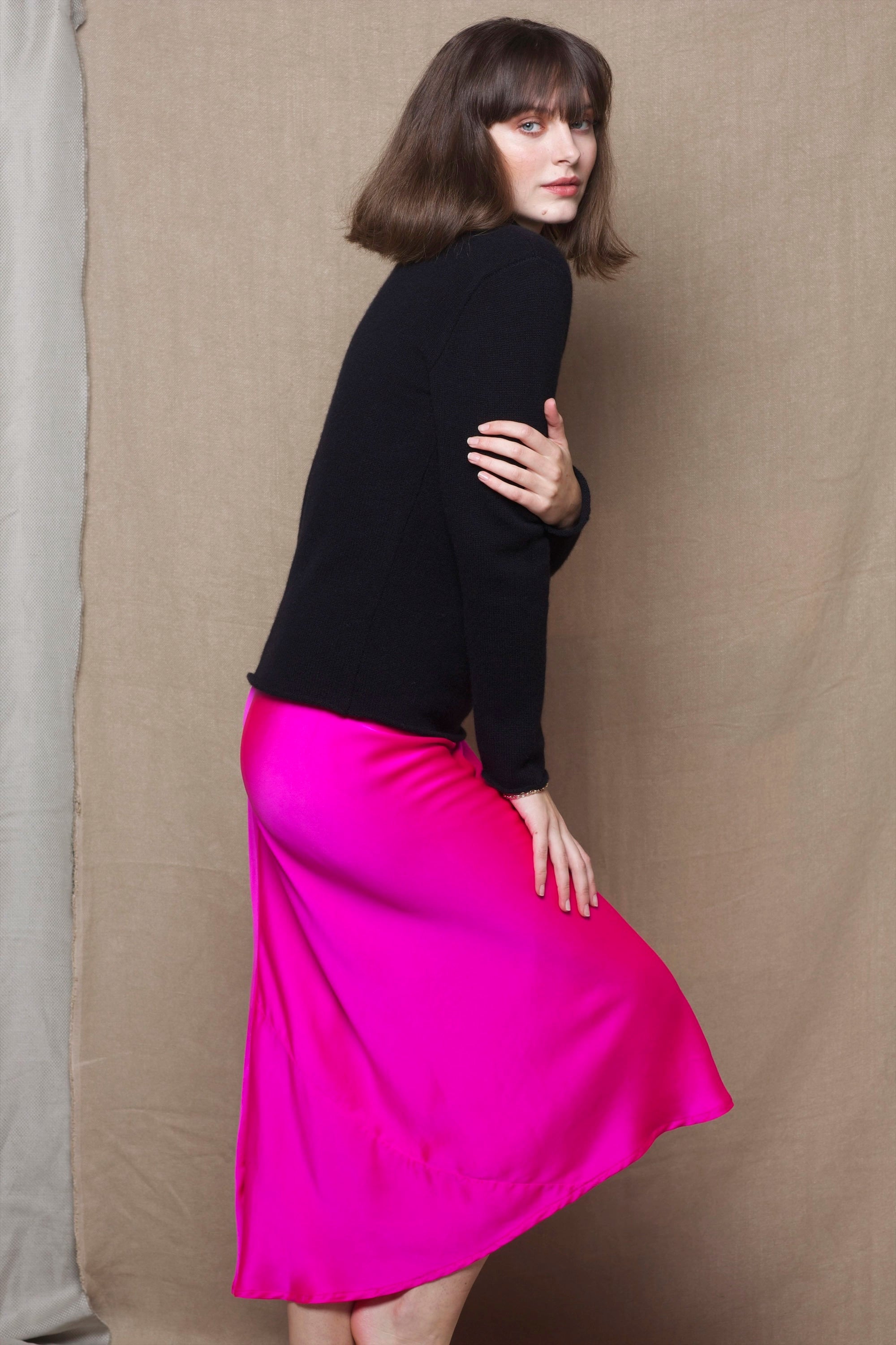 Midi flared silk skirt best sale