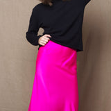Luxurious Silk Midi Skirt in Pink