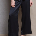 Luxury Wide Leg Silk Trousers in Black