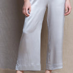 Luxury Wide Leg Silk Trousers in Silver