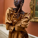 Síoda Bardot Frill Silk Dress