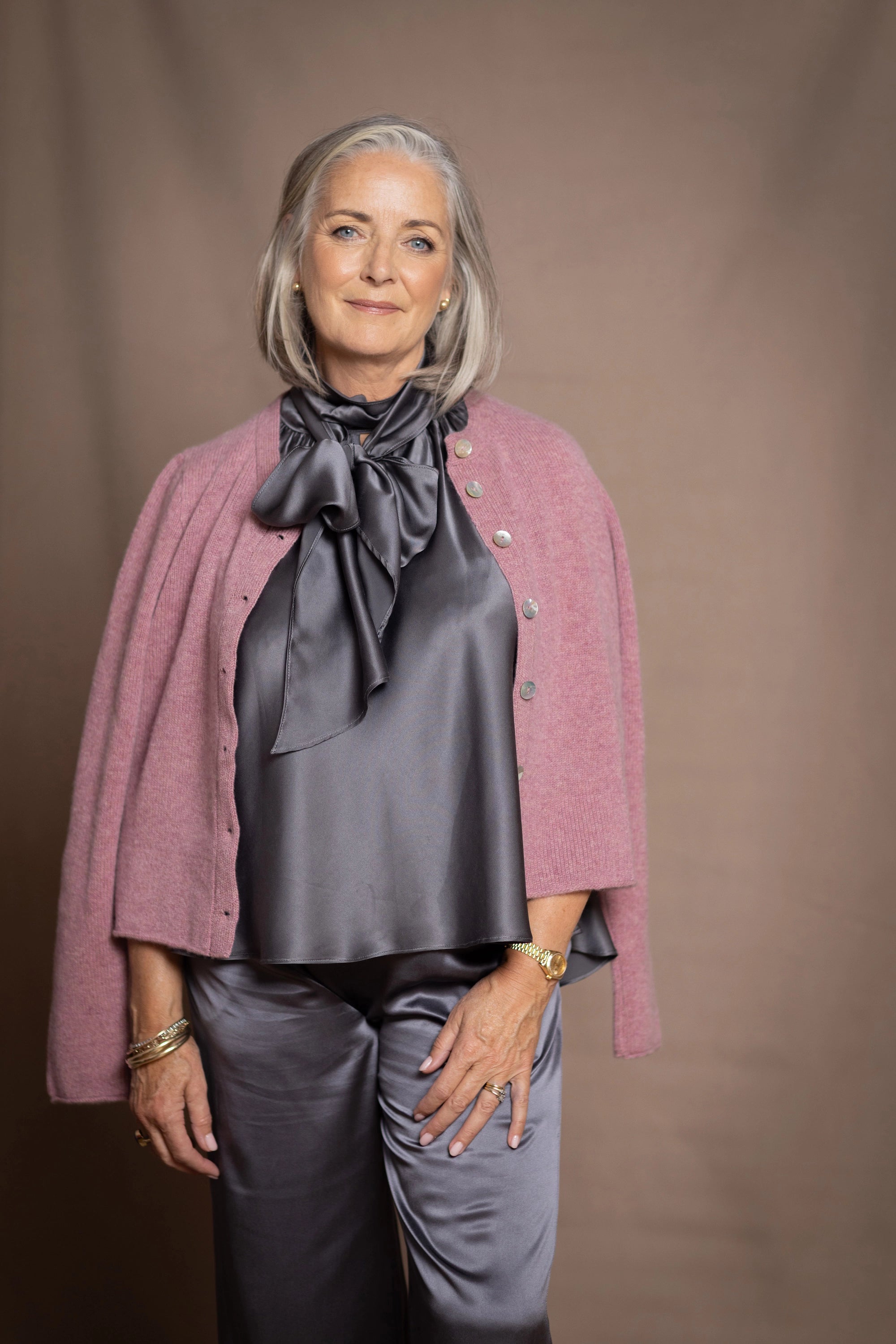 Mary Jane Cashmere Cardigan | French Rose