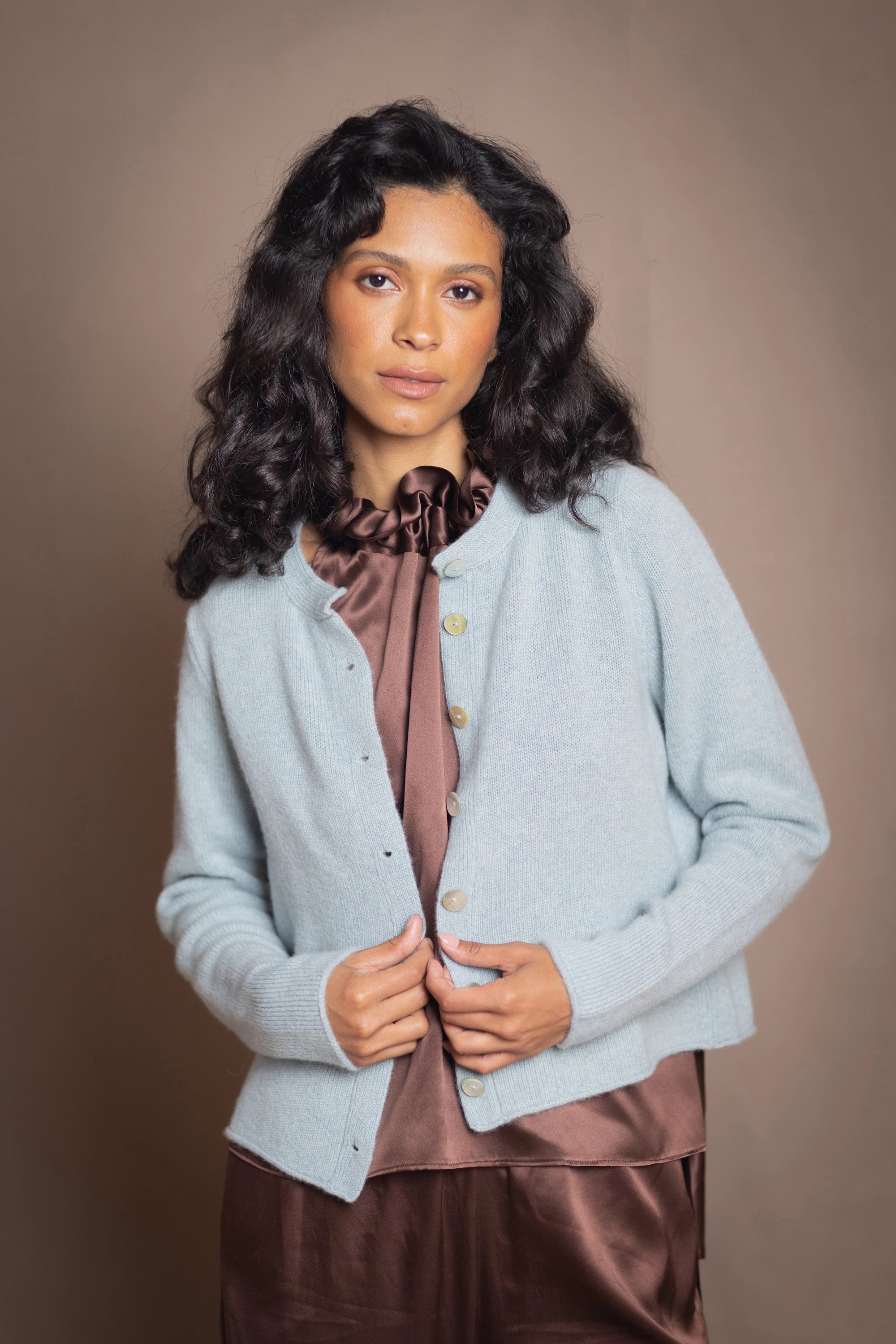 Mary Jane Cashmere Cardigan | Morning Mist