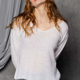 Lace Cashmere V Neck Sweater in White
