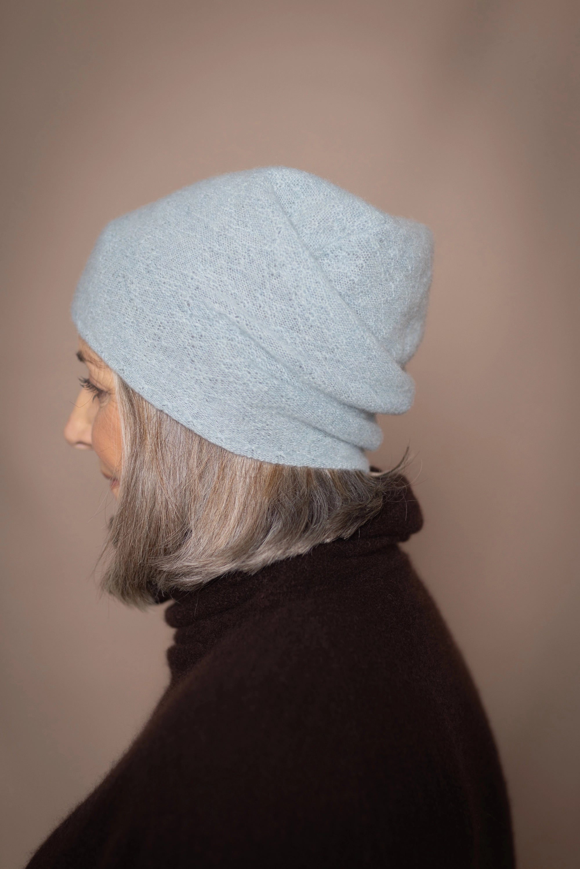 Mya Cashmere Beanie Hat | Morning Mist