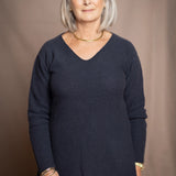 Mya V-Ausschnitt Kaschmirpullover | Ink
