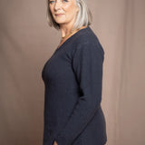 Mya V-Ausschnitt Kaschmirpullover | Ink