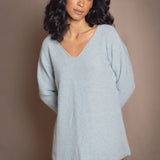Mya V Neck Cashmere Sweater | Morning Mist