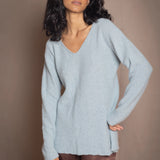 Mya V Neck Cashmere Sweater | Morning Mist