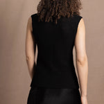 a sleeveless cashmere lace tee sweater in black