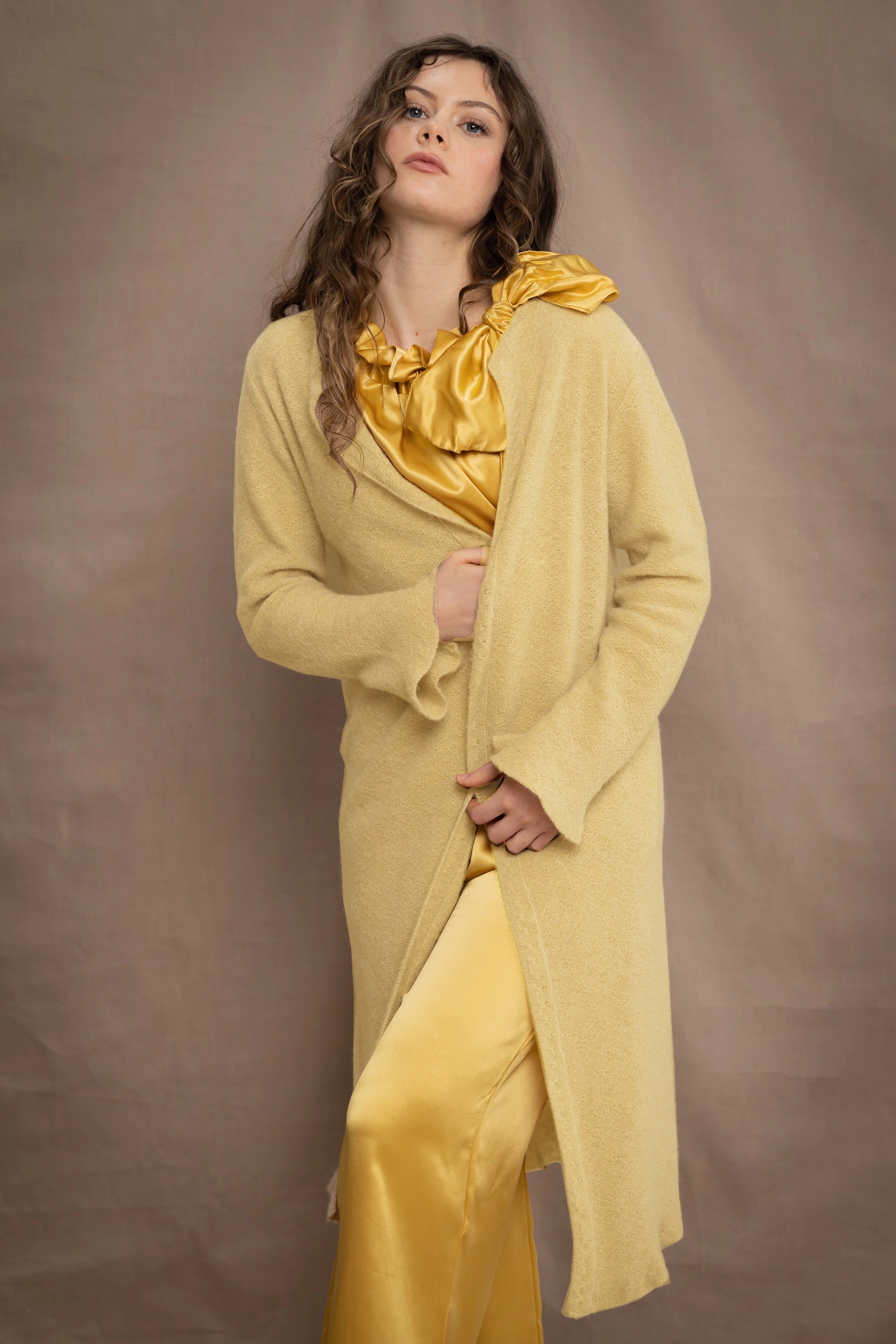 Mya Lightweight Duster Cashmere Cardigan | Lemon Curd