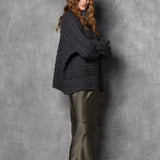 Luxury Cashmere Irish Aran Sweater in grey