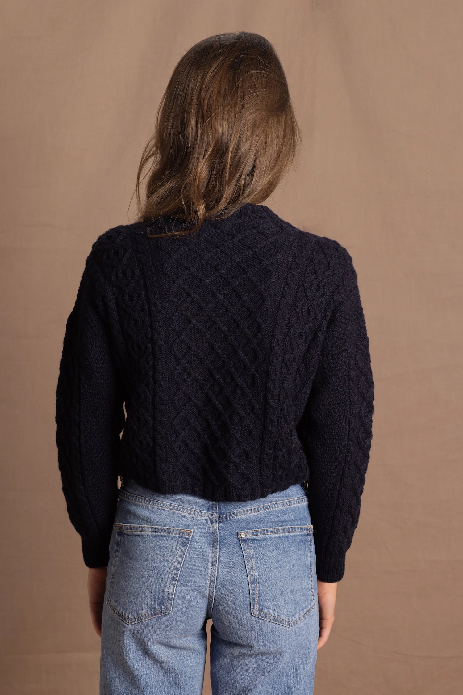 Authentic Irish 100% Pure Cashmere Button Down Cardigan Sweater in Navy Blue