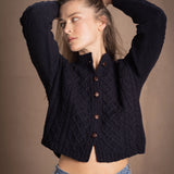 Authentic Irish 100% Pure Cashmere Button Down Cardigan Sweater in Navy Blue