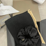 Luxury Silk Hair Scrunchie and Cashmere Scarf Gift Set in Black