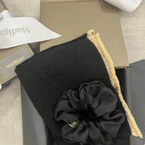Luxury Silk Hair Scrunchie and Cashmere Scarf Gift Set in Black