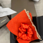 Luxury Silk Hair Scrunchie and Cashmere Scarf Gift Set in Orange