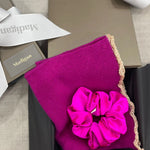 Luxury Silk Hair Scrunchie and Cashmere Scarf Gift Set in Pink