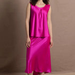 A 100% silk top and skirt in bright shocking pink