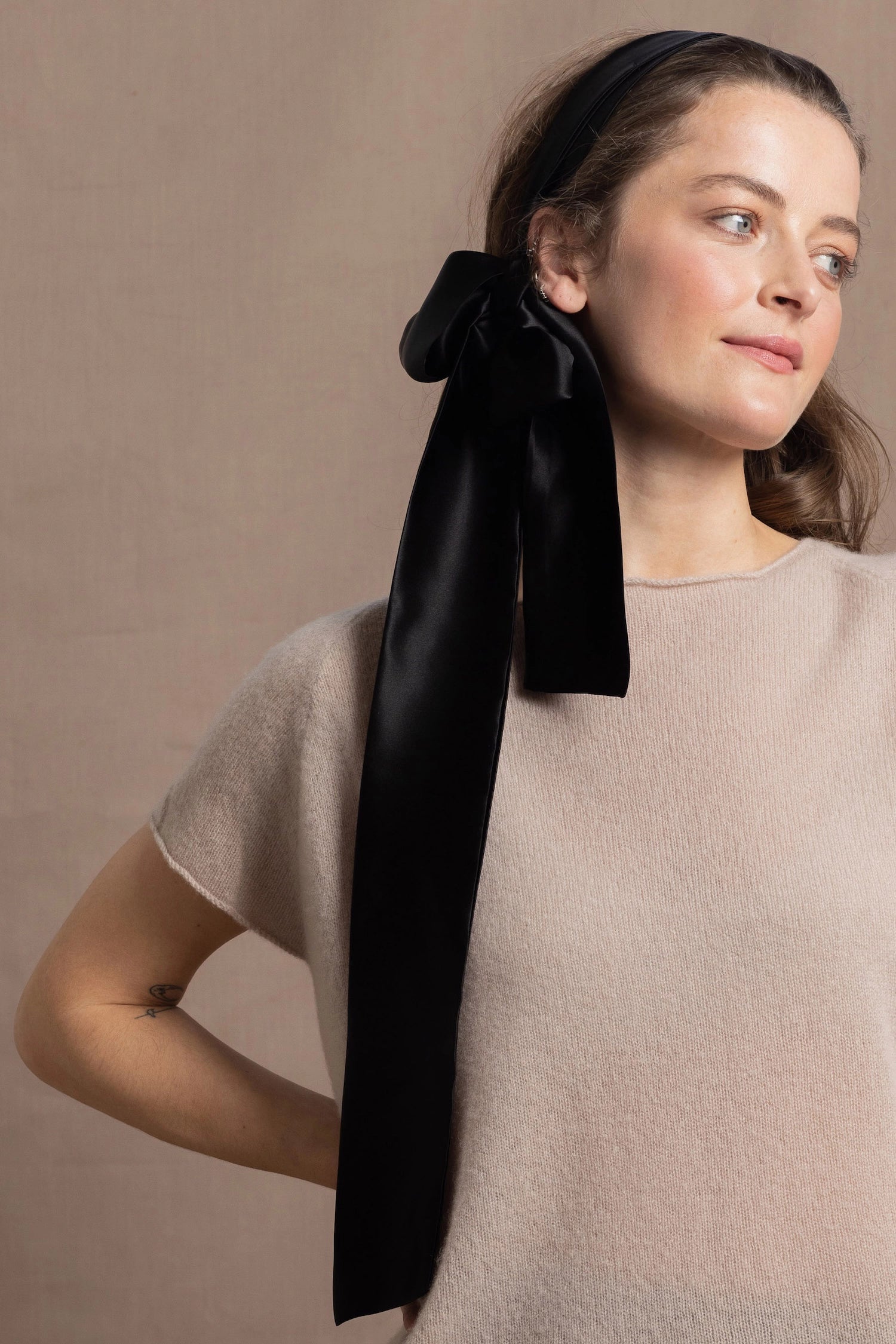 100% Silk Long Tie Scarf or Belt in Black