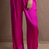 Pure silk 100% trousers in a bright pink colour