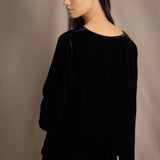 Silk Velvet Bracelet Sleeve Top | Black