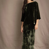 Silk Velvet Bracelet Sleeve Top | Olive Green