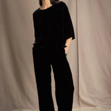 Silk Velvet Bracelet Sleeve Top | Black