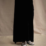 Silk Velvet Asymmetrical Skirt | Black