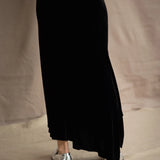 Silk Velvet Asymmetrical Skirt | Black