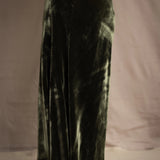 Silk Velvet Asymmetrical Skirt | Olive Green
