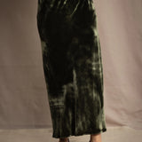 Silk Velvet Asymmetrical Skirt | Olive Green