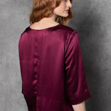 Long Sleeve luxury Silk Top in maroon