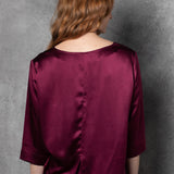 Long Sleeve luxury Silk Top in red