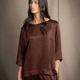 Síoda Bracelet Sleeve Silk Top | Chocolate