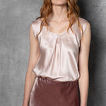 Silk Sleeveless Top in Pale Pink