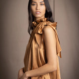 Síoda Gather Silk Halter Top | Toffee