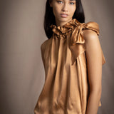 Síoda Gather Silk Halter Top | Toffee