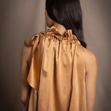 Síoda Gather Silk Halter Top | Toffee