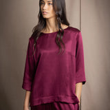 Síoda Bracelet Sleeve Silk Top | Dark Maroon